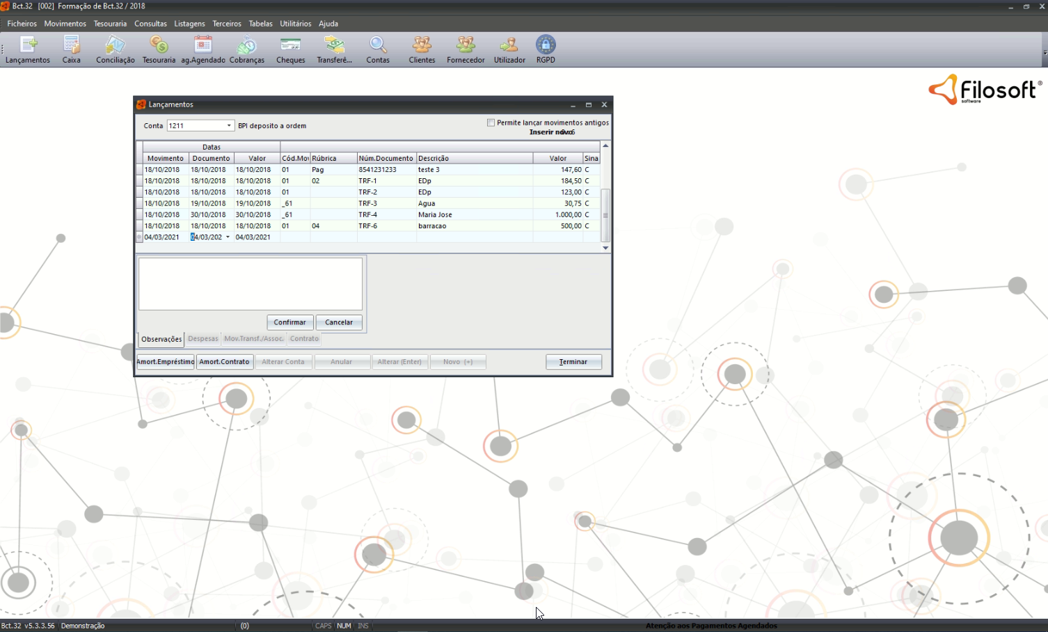 Software de Contabilidade Não Organizada - Lançamentos